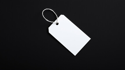 Blank White Tag on Black Background