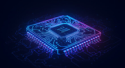 Glowing Circuit Board Microchip Tech Innovation AI Digital Future