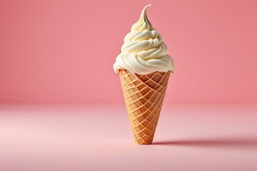 a vanilla ice cream cone with a scoop of vanilla ice cream