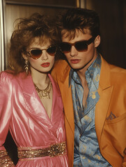 Obraz premium Fashionable couple in retro attire posing together