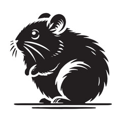 Minimalistic hamster silhouette for digital and print uses - Hamster illustration - minimallest hamster vector
