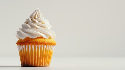 Delicious Vanilla Cupcake with Whipped Frosting on a Light Background