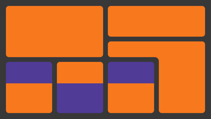 Bento box template. Y2K collage grid shapes. Geometry modular moodboard frames. UI design elements border. Label textboxes composition pack. Trendy blocks blank layout. Vector flat illustration.