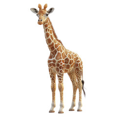 Naklejka premium A giraffe standing on a white background