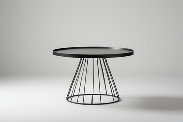 a black table with a metal base