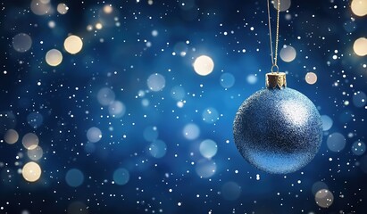 Abstract Blue Holiday Background with Scattered Lights and Text Space for Christmas, New Year Celebrations