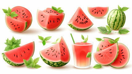 Juicy Watermelon Slices 3D Illustration
