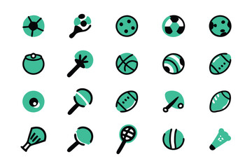 Colorful Vector Icons of Various Sports Equipment