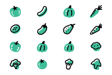 Cute Cartoon Vector Illustration of Various Vegetables