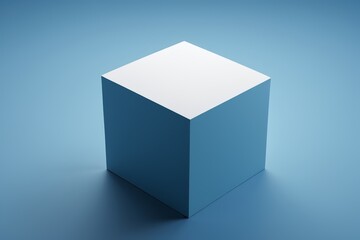 Fototapeta premium a white cube on a blue background