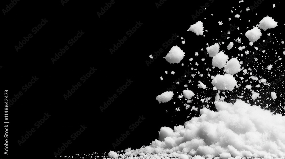 Poster snowfall effect on black background creating a winter atmosphere