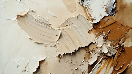 Close-up Photo: Textured Beige Oil Paint Palette. AI Generated