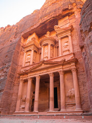 The Treasury or Al-Khazneh, Petra, Jordan on a clear afternoon
