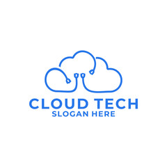 Cloud Digital Tech logo icon. Cloud computing icon vector logo design template.