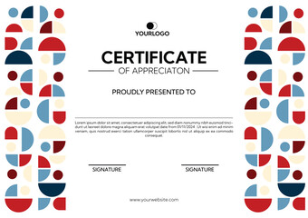 Colorful red and blue certificate template