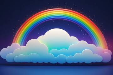 rainbow rainbow background with clouds and stars