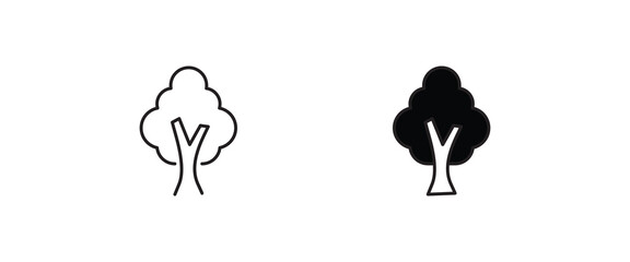 Obraz premium tree icon, forest icon button, vector, sign, symbol, logo, illustration, editable stroke, flat design style isolated on white