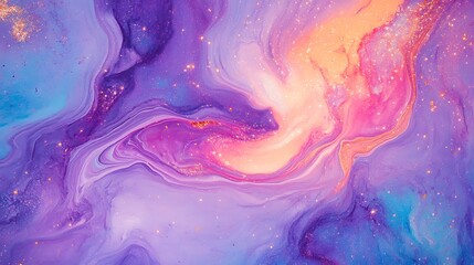 Fototapeta premium Vibrant Swirling Digital Painting: Abstract Cosmic Art. AI Generated