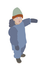 Vector illustration of a boy in winter clothes 