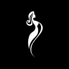 Fototapeta premium Beauty girl logo on black