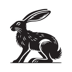 Minimalistic hare silhouette for artistic projects - Hare black vector
