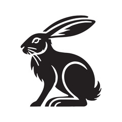 Detailed hare silhouette for artistic creative projects - Hare black vector
