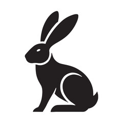 Minimalistic hare silhouette for creative design purposes - Hare black vector
