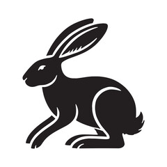 Bold hare silhouette for modern digital art projects - Hare illustration - minimallest hare vector

