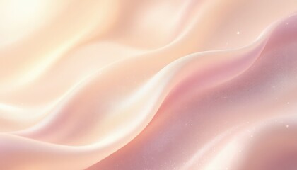 Fototapeta premium Elegant Draped Pink Silk Fabric Texture Background: Soft Peachy Hues and Gentle Waves