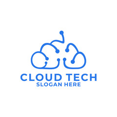 Cloud Tech computing icon vector logo design template.