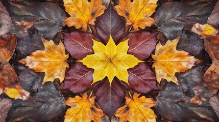 Fototapeta premium Autumn Leaves Pattern with Vibrant Colors