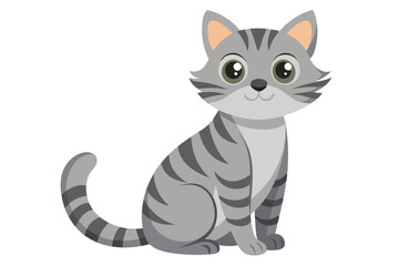 Adorable Gray Tabby Cat Cartoon Vector Illustration, Perfect for Children's Books, Pet Websites, and More!