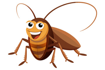 Isolated cartoon cockroach and bug vector illustration, depicting a brown insect pest with antennae
