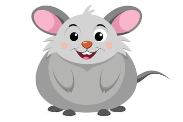 Vector Illustration of a Cartoon Animation of Fat Mouse, Painted in Watercolor, Isolated on a White Background, Cute Fat Mouse Animation for Designs,