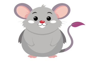 Vector Illustration of a Cartoon Animation of Fat Mouse, Painted in Watercolor, Isolated on a White Background, Cute Fat Mouse Animation for Designs,