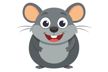 Charming vector illustration of a fat mouse in a cartoon animation style, painted with watercolor effects, isolated on a clean white background, ideal for fun and playful designs