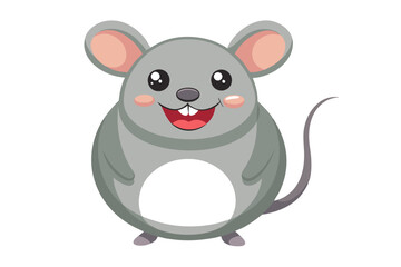 Charming vector illustration of a fat mouse in a cartoon animation style, painted with watercolor effects, isolated on a clean white background, ideal for fun and playful designs