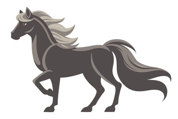 Black stallion silhouette vector illustration of a running farm animal