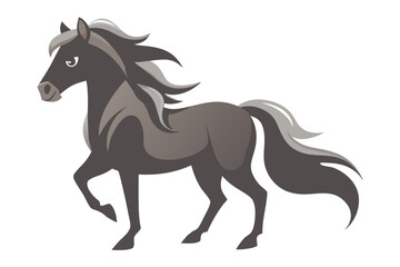 A black stallion vector illustration depicts a wild equine animal running at speed