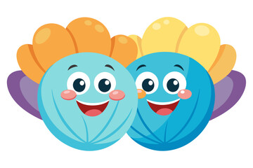 Watercolor Vector Cartoon Clams Animation - Cute Clam Illustrations Isolated on White Background for Creative Projects, Websites, and Digital Designs