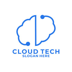 Cloud computing icon vector logo design template.
