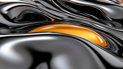 Abstract Gold and Black Liquid Metal Swirl Background
