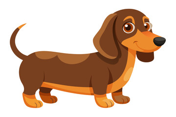 Vector illustration of a cartoon animation of a dachshund, painted in watercolor, isolated on a white background, adorable dachshund animation, perfect for digital projects and design.