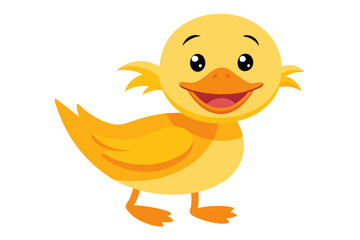 Vector Illustration of a Cartoon Animation of Duck Painted in Watercolor, Isolated on a White Background - Digital Art, Cute Animal Design,