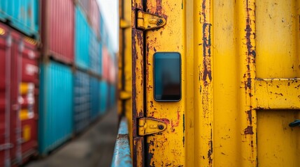 Smartphone on Rusty Yellow Container Wall