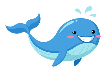 Adorable watercolor vector of a cartoon Beluga whale, isolated on white background. High-quality marine animal illustration for ocean-themed designs, kids' projects, and creative artworks