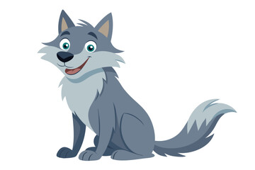 Vector Illustration of a Cartoon Animation Wolf in Watercolor, Isolated on White Background - Artistic Wolf Animation Design, Perfect for Creative Projects and Digital Artworks,