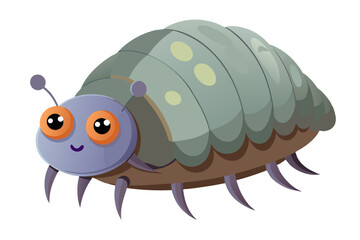 Vector Illustration of a Cartoon Woodlouse Animation, Painted with Watercolor, Isolated on White Background | Cartoon Woodlouse Vector Art,