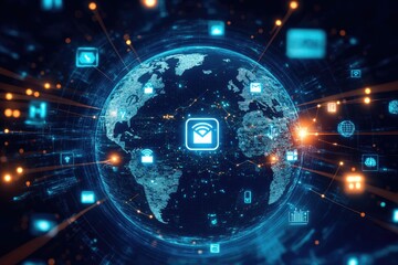 Obraz premium Global Digital Network Communication Technology Connections