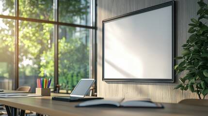 Fototapeta premium Modern Office Space with Whiteboard Setup